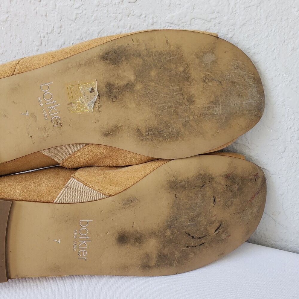 Botkier New York Womens Sz 7 Maxine Suede Tan Leather Zip Peep Toe Flats Shoes - Picture 12 of 13